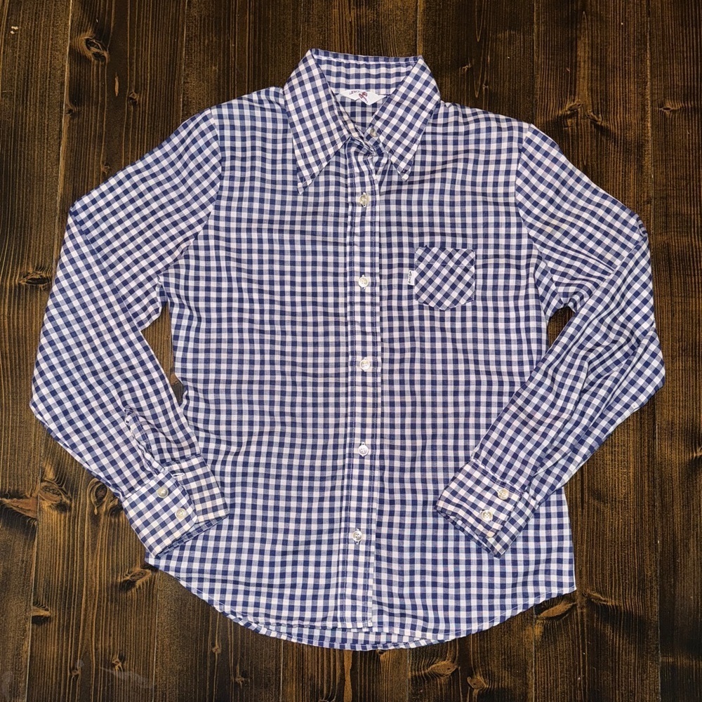 Vintage 70’s Levi’s Women’s Gingham Button Down Shirt Blouse Size M
